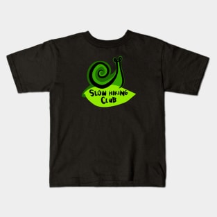 Green Snail on a Leaf "Slow Hiking Club" Kids T-Shirt